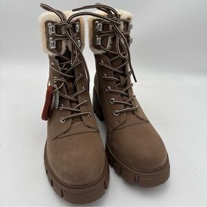 Mia Women’s Faux Leather Combat Boots Tan Size 8